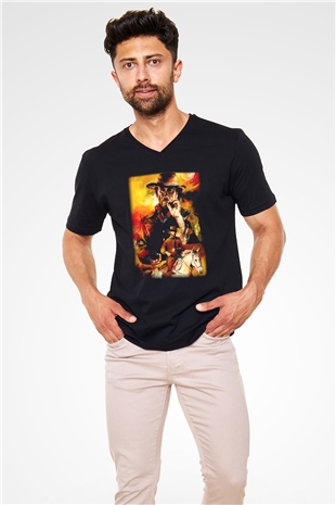 Clint Eastwood Siyah Unisex V Yaka Tişört T-Shirt