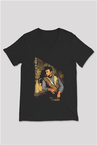 Clint Eastwood Siyah Unisex V Yaka Tişört T-Shirt