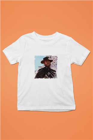 Clint Eastwood Unisex Baskılı Beyaz Çocuk Tişört