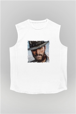 Clint Eastwood Unisex Baskılı Beyaz Kolsuz Tişört