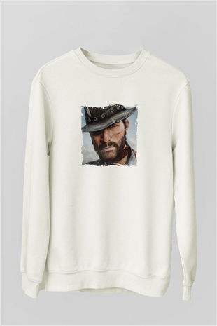 Clint Eastwood Unisex Baskılı Beyaz Sweatshirt