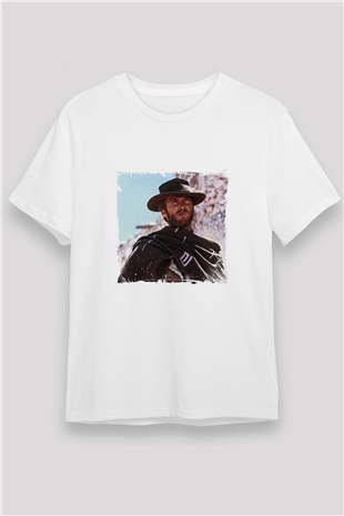 Clint Eastwood Unisex Baskılı Beyaz Tişört