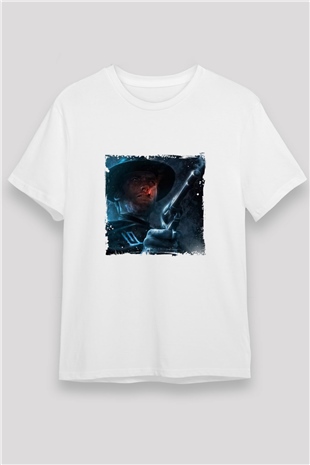 Clint Eastwood Unisex Baskılı Beyaz Tişört