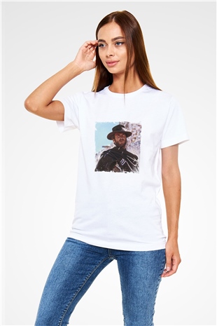 Clint Eastwood Unisex Baskılı Beyaz Tişört