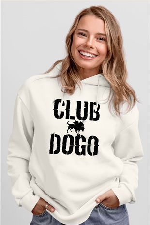 Club Dogo Beyaz Unisex Kapşonlu Sweatshirt