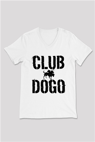 Club Dogo Beyaz Unisex V Yaka Tişört T-Shirt