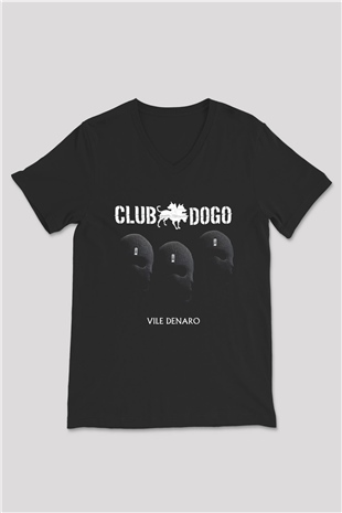 Club Dogo Siyah Unisex V Yaka Tişört