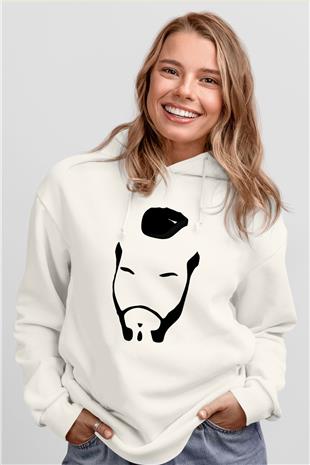 Clubber Baskılı Beyaz Unisex Kapüşonlu Sweatshirt