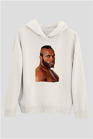 Clubber Baskılı Beyaz Unisex Kapüşonlu Sweatshirt