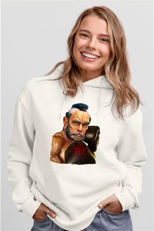 Clubber Baskılı Beyaz Unisex Kapüşonlu Sweatshirt