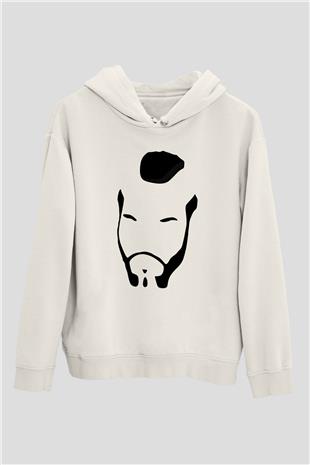 Clubber Baskılı Beyaz Unisex Kapüşonlu Sweatshirt