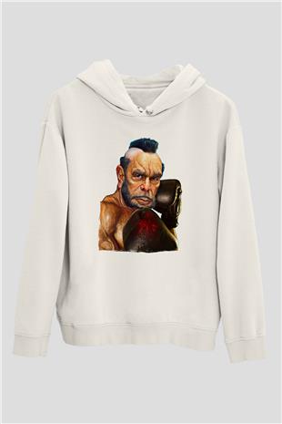 Clubber Baskılı Beyaz Unisex Kapüşonlu Sweatshirt