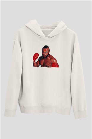 Clubber Baskılı Beyaz Unisex Kapüşonlu Sweatshirt