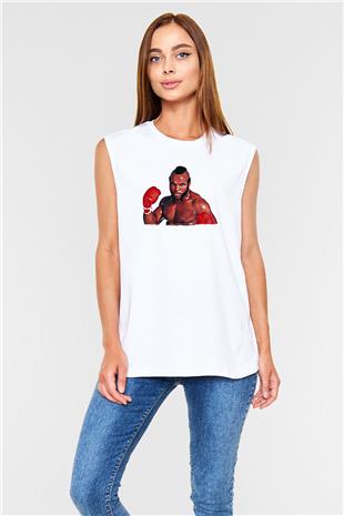 Clubber Baskılı Beyaz Unisex Kolsuz Tişört - Tshirt