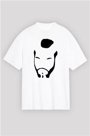 Clubber Baskılı Beyaz Unisex Oversize Tişört - Tshirt