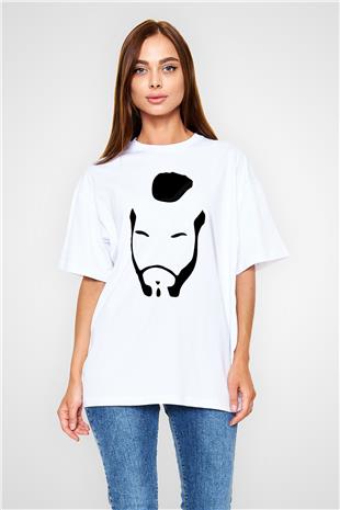 Clubber Baskılı Beyaz Unisex Oversize Tişört - Tshirt