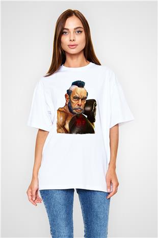 Clubber Baskılı Beyaz Unisex Oversize Tişört - Tshirt