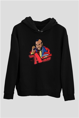 Clubber Baskılı Unisex Siyah Kapüşonlu Sweatshirt