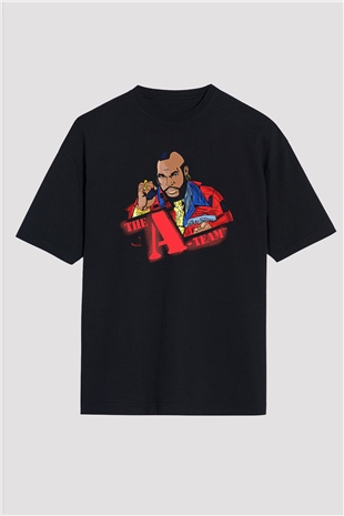 Clubber Baskılı Unisex Siyah Oversize Tişört - Tshirt