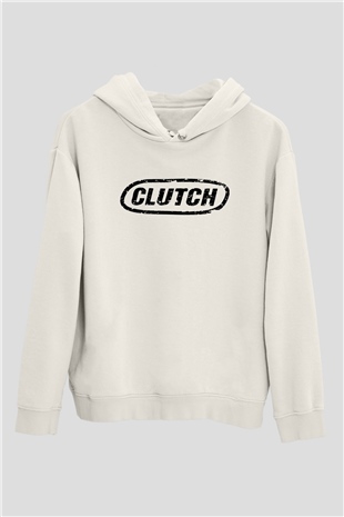 Clutch Beyaz Unisex Kapşonlu Sweatshirt