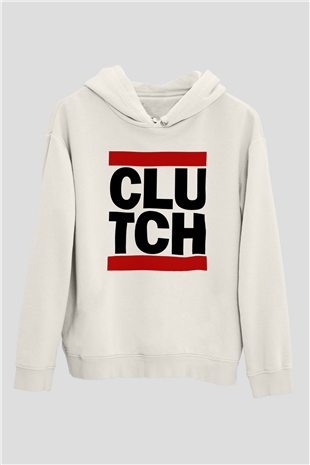 Clutch Beyaz Unisex Kapüşonlu Sweatshirt