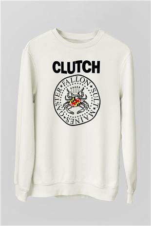 Clutch Beyaz Unisex Sweatshirt