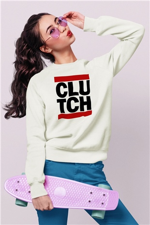 Clutch Beyaz Unisex Sweatshirt