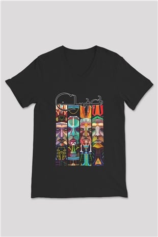 Clutch Siyah Unisex V Yaka Tişört T-Shirt