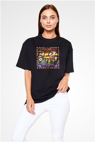 Coal Chamber Baskılı Unisex Siyah Oversize Tişört