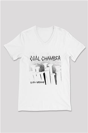 Coal Chamber Beyaz Unisex V Yaka Tişört T-Shirt