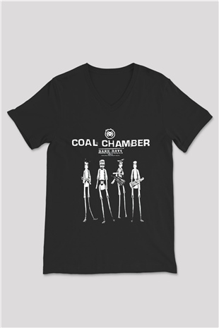 Coal Chamber Siyah Unisex V Yaka Tişört T-Shirt