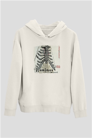 Coalesce Baskılı Unisex Beyaz Hoodie