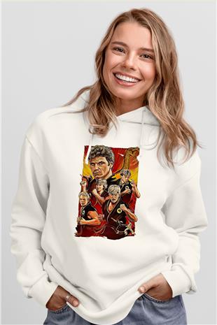 Cobra Kai Baskılı Beyaz Unisex Hoodie