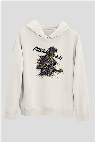 Cobra Kai Baskılı Beyaz Unisex Hoodie
