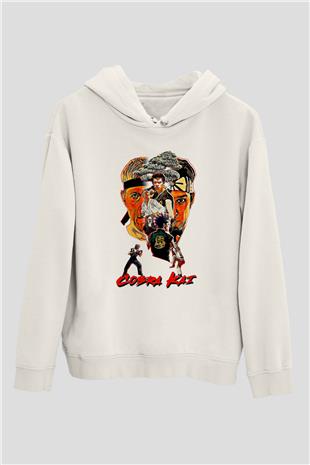 Cobra Kai Baskılı Beyaz Unisex Hoodie