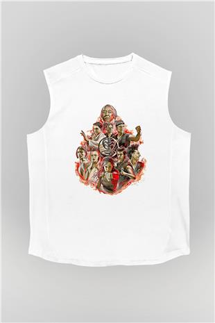 Cobra Kai Baskılı Beyaz Unisex Kolsuz Tişört - Tshirt