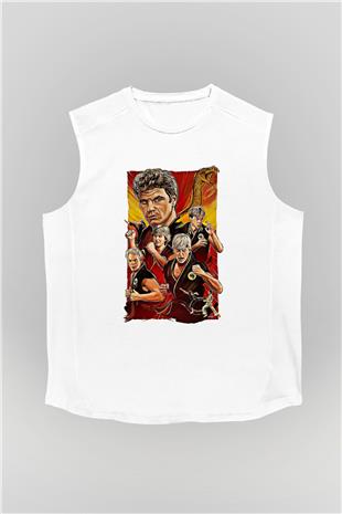 Cobra Kai Baskılı Beyaz Unisex Kolsuz Tişört - Tshirt