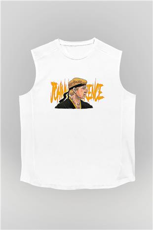 Cobra Kai Baskılı Beyaz Unisex Kolsuz Tişört - Tshirt