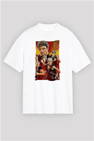 Cobra Kai Baskılı Beyaz Unisex Oversize Tişört - Tshirt