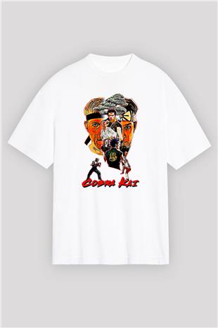 Cobra Kai Baskılı Beyaz Unisex Oversize Tişört - Tshirt