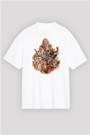 Cobra Kai Baskılı Beyaz Unisex Oversize Tişört - Tshirt