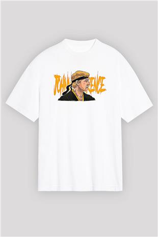 Cobra Kai Baskılı Beyaz Unisex Oversize Tişört - Tshirt