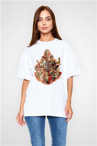 Cobra Kai Baskılı Beyaz Unisex Oversize Tişört - Tshirt