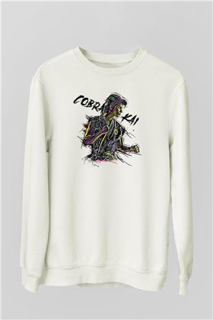 Cobra Kai Baskılı Beyaz Unisex Sweatshirt