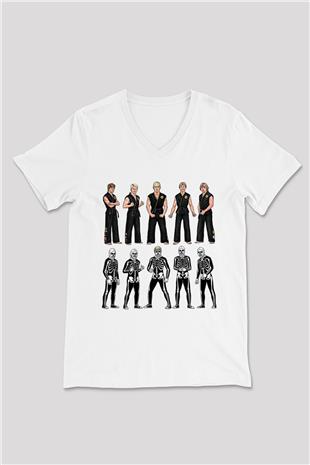 Cobra Kai Baskılı Beyaz Unisex V Yaka Tişört - Tshirt
