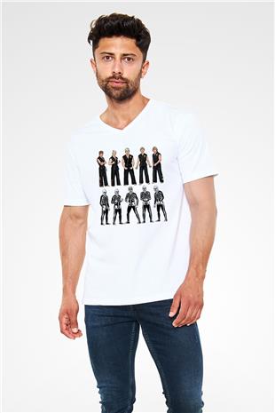 Cobra Kai Baskılı Beyaz Unisex V Yaka Tişört - Tshirt