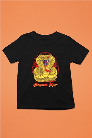 Cobra Kai Baskılı Unisex Siyah Çocuk Tişört - Tshirt