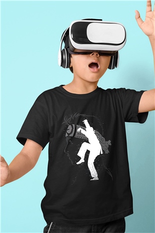 Cobra Kai Baskılı Unisex Siyah Çocuk Tişört - Tshirt