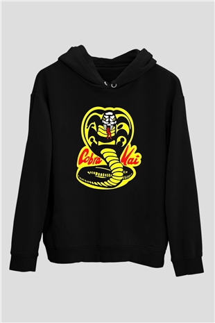 Cobra Kai Baskılı Unisex Siyah Hoodie