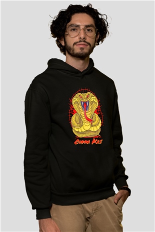 Cobra Kai Baskılı Unisex Siyah Hoodie